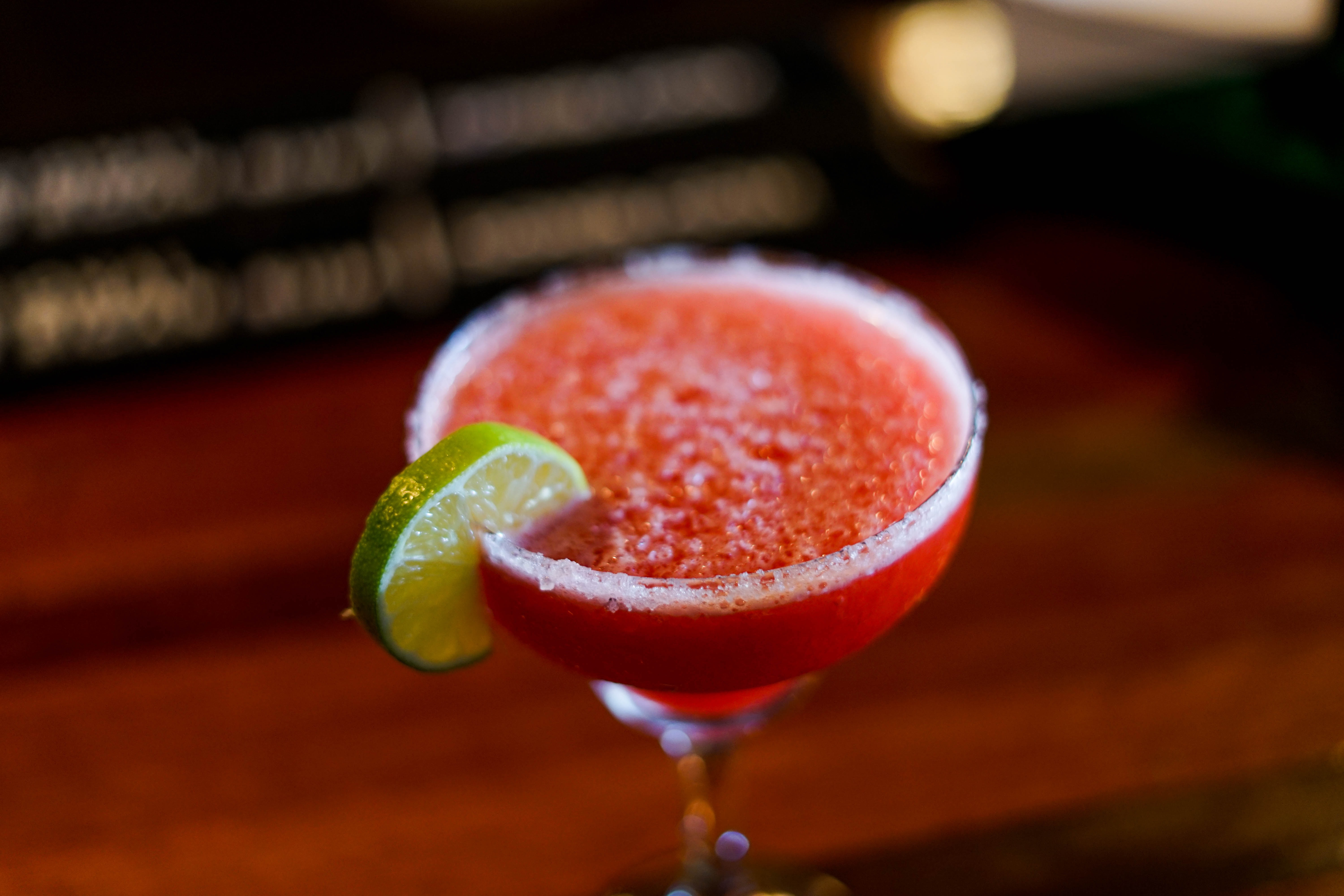 frozen strawberry margarita with lime